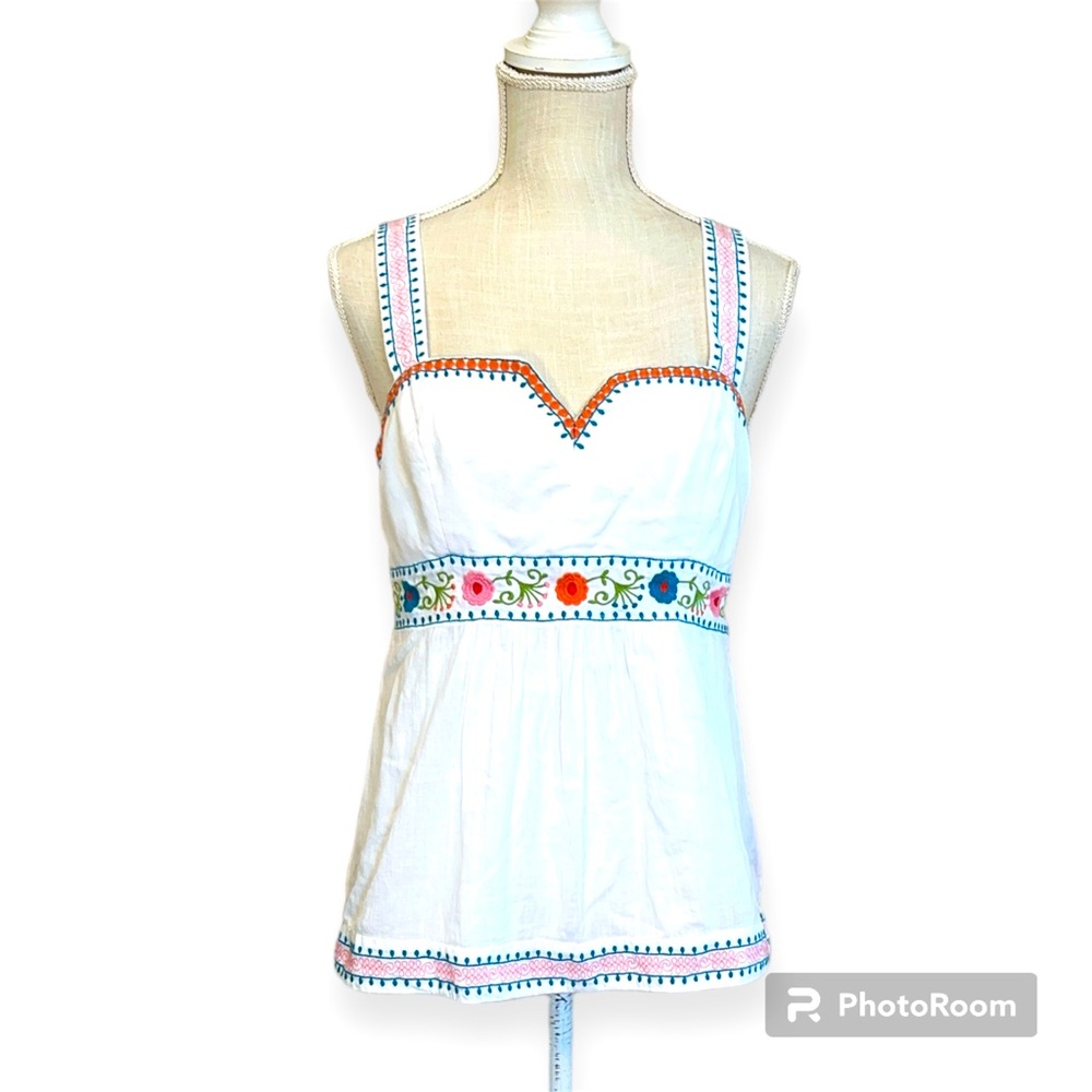 Milly of NewYork size 6 embroidered peplum tank vintage side zipper